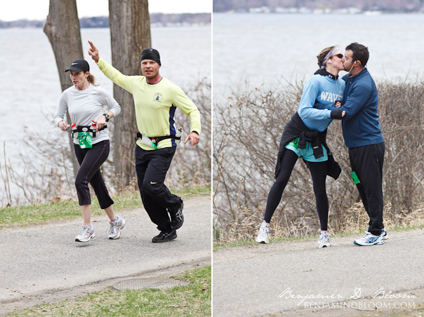 Some of the Unplugged runners are pranksters or romantics, hamming it up for the photographers along the way. 