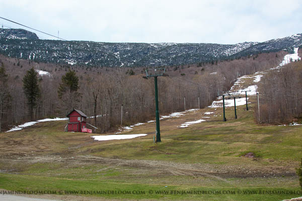 Looking up the gondola liftline at Stowe.  Vermont skiing is fading quickly.